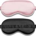Sleep Mask 2 Pack, Soft Blackout Eye Mask for Women Men, Eye Sleep Shade Cover for Back and Side Sleeper, Sleeping Mask Night Blindfold for Night Sleep, Travel, Nap (Pink, Black)