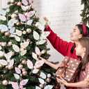 12 Pcs 16 Inch Pastel Christmas Decor Leaf Picks Pastel Candy Christmas Tree Picks Artificial Glitter Macaron Ornaments for Xmas Tree Decorations Topper Vase Filler Wreath Holiday Decor