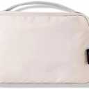 Convenient Portable Travel Toiletry Bag Polyester Organizer Cosmetic Makeup Bag Simple Shower Wash Tote Bag Practical (Khaki)