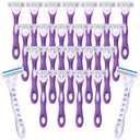48 Count Women's Disposable Razors Bulk Purple 3 Blade Sensitive Skin Bikini Line Razor for Bathing Hotel Travel