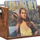 Vinyl Record Storage Crate, Holds up To 60 LPs, Album Visible Storage Box with Acrylic Front, Handle, Wooden Multi-Purpose Organizer for Records, Magazines and Books, for Desktop and Home Office (1 Pack)