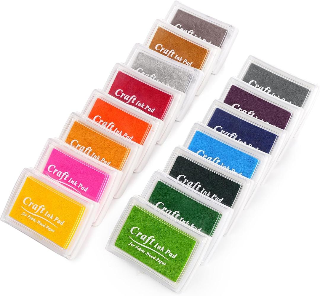 SPOTJINNYUU 15 Color Craft Ink Pad for Stamps, Paper, Wood Fabric, Craft Ink Pad for DIY Stamps on Paper Wood Fabric