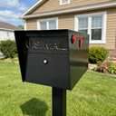 Mailbox,with Mounting Post,Comes with 4 Keys, Mailboxes for Outside,Locking Mailbox,Large,Black,Metal Mail Box,Heavy Duty,