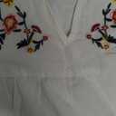 Floerns Women's Floral Embroidered V Neck Ruffle Cap Sleeve Peplum Blouse Top (Large)