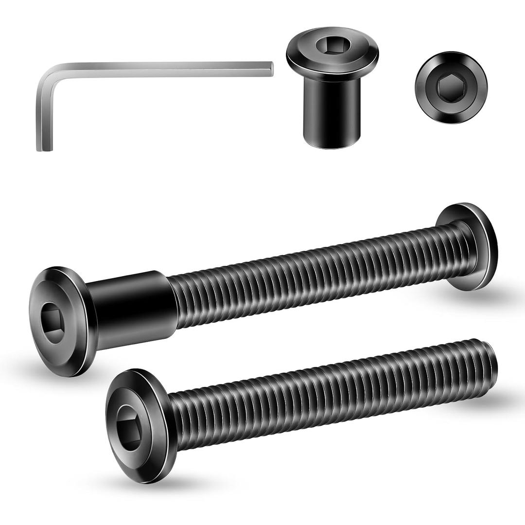 1/4-20 x 2 Inch 10Pcs Flat Head Hex Socket Cap Screws Bolts Barrel Nuts Kit, 304 Stainless Steel 18-8, Full Thread, Black Oxide by SG TZH (with Hex Spanner)