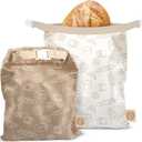 Cozy Bread Reusable Bread Bag Set for Home Bakers | USA Brand | Charming Designs (Bread)