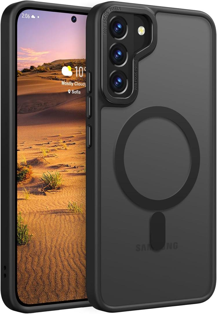 Rayboen for Samsung Galaxy S22 Plus Case Magnetic, [Compatible with Magsafe] Protective Slim Fit Skin Feel Phone Cover for Samsung S22 Plus 5G with Translucent Hard Back & Soft Edge, Matte Black