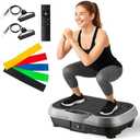 ALSO GO Vibration Plate Exercise Machine, 3 Workout Modes & 120-Level Vibration Platform for Weight Loss/Lymphatic Drainage, 400lbs Capacity Vibration Board with Resistance Bands for Full Body Workout