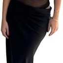 HOCILLE Women's Sexy Elegant Off Shoulder Long Formal Dress Mesh Bodycon Ruched Cocktail Party Maxi Dresses, S