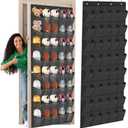 Over The Door Shoe Organizer, 40 Large Mesh Pockets Hanging Shoe Rack Organizer for Closet Behind The Door Storage Holder for Entryway Bedroom Dorm Black