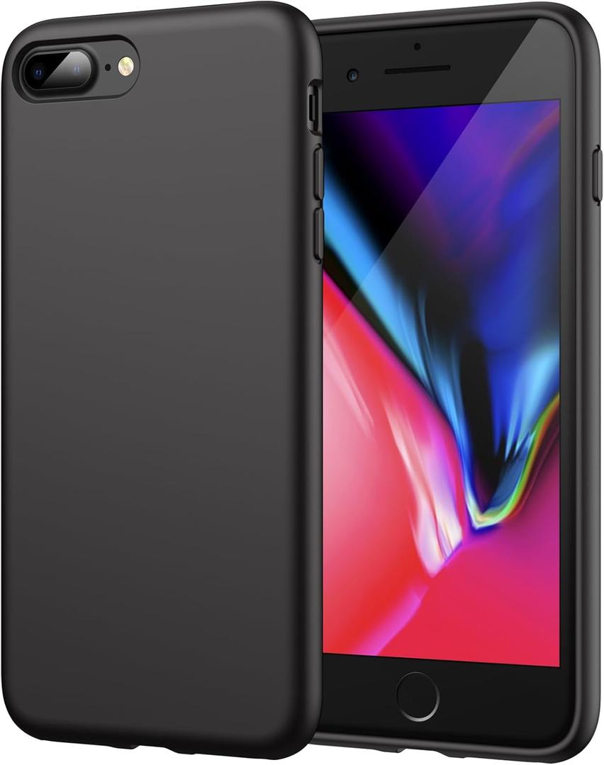 JETech Silicone Case for iPhone 7 Plus, iPhone 8 Plus, 5.5 Inch, Silky-Soft Touch Full-Body Protective Case, Shockproof Cover with Microfiber Lining (Black)