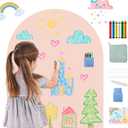 Magnetic Wall Decal for Kids Playroom Arch Magnetic Chalkboard for Walls Magnetics Contact Paper Peel and Stick Self Adhesive Chalk Board Magnet Wall Sticker for Nursery Toddlers Classroom 31.5"x39.4" (Pink)