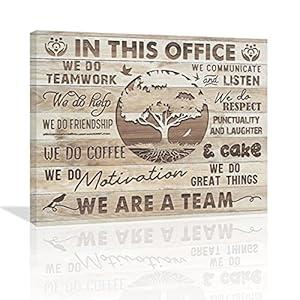 In This Office Canvas Wall Art Motivational Wall Art for Office We are A Team Inspirational Quotes Wall Decor Teamwork Wall Art Tree Background Modern Office Wall Decor Painting Prints Artwork Framed 54x70