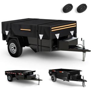5 x 8 Waterproof 600D Dump & Utility Trailer Cover, Heavy Duty Windproof Dump Trailer Covers All-Weather Protection with Windproof Ropes Fits 5 x 8 FT