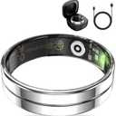 HitTopss Smart Ring, Ultra Thin Fitness Tracking Smart Ring with Calories/Heart Rate/Blood Oxygen/Sleep Monitoring, 5ATM Waterproof, No APP Subscription (Silver,Ultra Thin-9#)