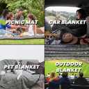 Waterproof Outdoor Blanket 82X 55 Packable, Stadium Blankets for Camping with Sherpa Fleece Lining, Large Windproof Emergency Throw for Garss Picnic Hiking Road Trip, Machine Washable, Black 300GSM