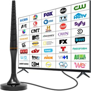 Digital TV Antenna for Smart TV Indoor, 2026 TV Antenna for Local Channels in 4K 1080P, Long Range HDTV Antenna with Magnetic Base & 360 Reception for Smart TVs, 10ft Coax Cable Easy Setup (Orange)