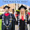 2026 Graduation Leis with Glitter Pins 2026 Grad Decorations Handmade Double Braided Satin Lei for Class of 2026 Graduate Her Him High School College Grad Party Supplies - Blue Gold
