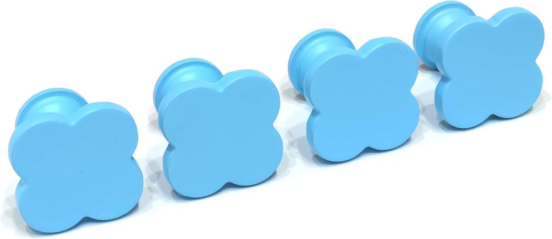 PTDecals 4PCS Metal Blue Cabinet and Drawer Knobs Round Pulls for Kitchen Dressers and Closets Handles Plum Blossom Shape with Screws