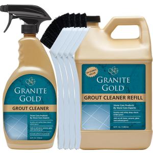 Granite Gold Grout Cleaner Spray with Brush for Stone, Ceramic, Glass & Colored Grout, 64 Fluid Ounces + 24 Fluid Ounces + 4 brushes, 88 Fl Oz