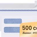 SUNEE Envelopes Self Seal  #10 Double Window Envelopes 500 Pack, Security Tint, Self Seal Closure, Fits Standard Business Checks, 4-1/8 x 9-1/2 Letter Envelope for Invoices & Mailings, 24LB