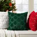 Softalker Christmas Throw Pillow Covers 18 x 18 Inch Set of 2, Xmas Winter Bell Faux Fur Cushion Covers, 3D Embroidered Pillow Cases for Couch Bedroom Living Room Decor, Red