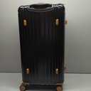 20/24 Top Opening Hardshell Lightweight Luggage and 28-Inch Clamshell Opening Suitcase with Spinner Wheels & TSA Locks, Black Brown, 20in/24in/28in