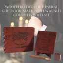 Funeral Guest Book Wooden Guest Books for Memorial Service Celebration of Life in Loving Memory Guest Sign Book Set -Included Table Sign,Pen, Angel Keychain and Thank You Card