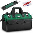 Tool Bag, 13 Inch Tool Bags Organiser, Tool Storage Bag with Wide Mouth, Shoulder Straps For Electrical Worker (Green)