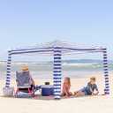 CoolCabana Beach Shade Tent - Easy Setup, UPF 50+ Protection, Large & Medium Sizes, Compact & Wind Resistant - Beach Cabana for The Whole Family - Navy Stripes, Medium