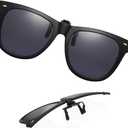 Clip-on Sunglasses Polarized Extra Large Unisex Anti-Glare Driving Glasses With Flip Up for Prescription Glasses (Black Lens)