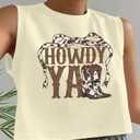 Western Cowboy Crop Tank Top Women Vintage Graphic Cowgirl Tees Country Concert Tshirt Casual Sleeveless Crop Tops (XXL)