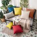 MIULEE Pack of 2 Decorative Outdoor Solid Waterproof Throw Pillow Covers Faux Linen Garden Farmhouse Cushion Cases for Summer Patio Tent Balcony Couch Sofa 18x18 Inch Rust