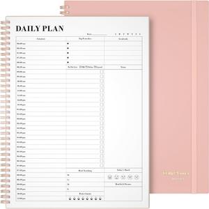 Asten Daily Planner with To Do List, Hourly Agenda, Spiral Notebook - Day Planner for Women, Men & ADHD - 8.5" x 11" (Pale Pink) (A4)