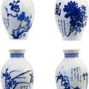 4PCS 3D Ceramic Vase Fridge Magnets,Chinese Blue and White Porcelain Decorative Ceramic Flower Vase Refrigerator Magnets, 3D Flower Magnets for Kitchen & Office, Floral Refrigerator Magnets (Shape 2)