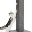Made4Pets Cat Scratching Post, 32 Inch Carpet Covered Cat Scratcher with Kitten Toy, Tall Scratching Post for Indoor Cats Adults and Kittens, Grey