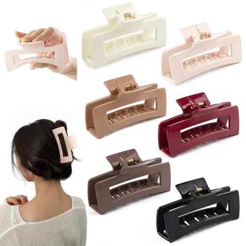 6-Pack 4.1inch Square Silicone Cloud Claw Clips, Soft Elastic Non-Slip Grip Large Flexible Cozy Hair Clips for Women, Assorted Colors Medium Size Hair Clamps for Thin Thick Curly Hair