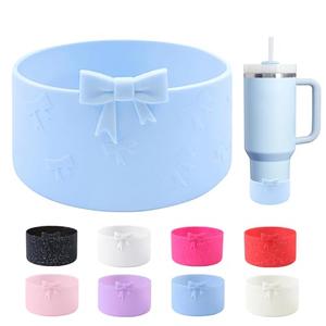 YAYAYOUNG Bow Silicone Boot for StanleyTumbler 20-40oz& Owala Water Bottle 24oz& IceFlow 20oz 30oz& Hydroflask Water Bottle 12-24oz Anti-Slip Sleeve for Stanley Cup Accessories-Blue