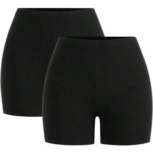 WDIRARA Women's 2 Pack Bikers Shorts High Waisted Workout Running Yoga Gym Short Leggings (XL)