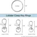 3 x Quacc 15 Set Swivel Snap Hooks with Key Rings, 3 Different Sizes Metal Lobster Claw Clasps Keychain Making Hardware Sturdy Keyring Clips for DIY Art Crafts Crochet Keychain (Sliver, S+M+L)