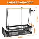 Grill Caddy with Plate Holder and Paper Towel Holder, Picnic BBQ Condiment Utensil Organizer Caddy for Outdoor Cooking, Camping Essential, Camper Must Haves, Grilling Gifts for Men