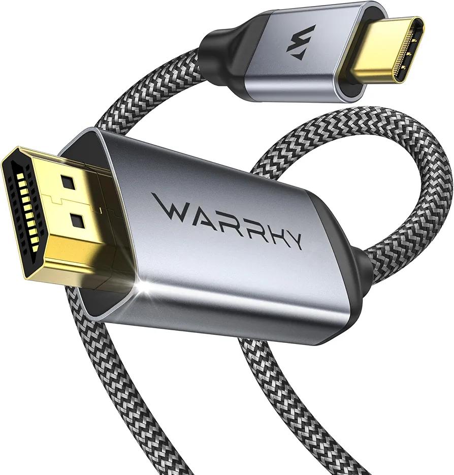 WARRKY USB C to HDMI Cable 4K 60Hz[Anti-Interference, Gold-Plated Plugs] Aluminum HDR Type-C to HDMI 2.0 Cord, Thunderbolt 3/4/5 Compatible for iPhone 15/16 Series, MacBook, iMac, iPad Pro, Galaxy-6ft