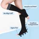 LIN PERFORMANCE 15-20 mmHg Compression Socks for Women and Men Knee High Open Toe Medical Compression Stockings for Travel Daily