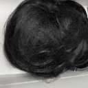 REECHO Messy Bun Hair Piece with Bangs 2-in-1 Drawstring Ponytail Extension Updo Wig & Hair Topper with Long Side Bangs, Natural-Looking Hair Bun Hairpieces for Women - Black
