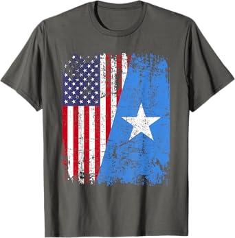 SOMALI ROOTS | Half American Flag | SOMALIA T-Shirt, S
