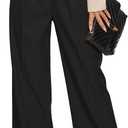 FUNYYZO Wide Leg Pants Women's High Elastic Waisted in The Back Business Work Trousers Long Straight Suit Pants, XL
