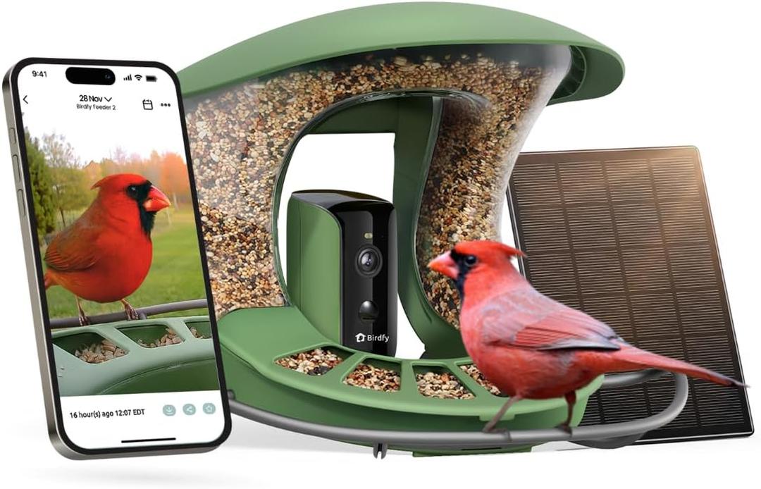 Birdfy 2 Smart Bird Feeder with Camera,Solar-Powered, Wireless Installation, Auto-Capture Bird Videos & Motion Detection, Gift Present