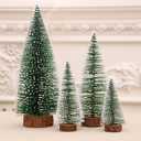 Mini Christmas Tree Snow Frost Sisal Trees Desktop Mini Pine Tree Bottle Brush Trees for Christmas Party Home Decoration(8 Pcs 2 Size: 10/15cm Height)