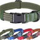 PET ARTIST Soft Cotton Dog Collars for Medium Dogs in Stylish Green, Simple Dog Collar with Quick Release Metal Buckle & D Ring, M Size (13-21")