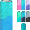 Sleeping Bag - 3 Seasons for Adults Kids Boys Girls Camping Hiking - Warm Cold Weather Lightweight Portable with Compression Bag for Backpacking in Spring, Summer, Fall and Winter (Single, 3 lbs-Lake Blue)